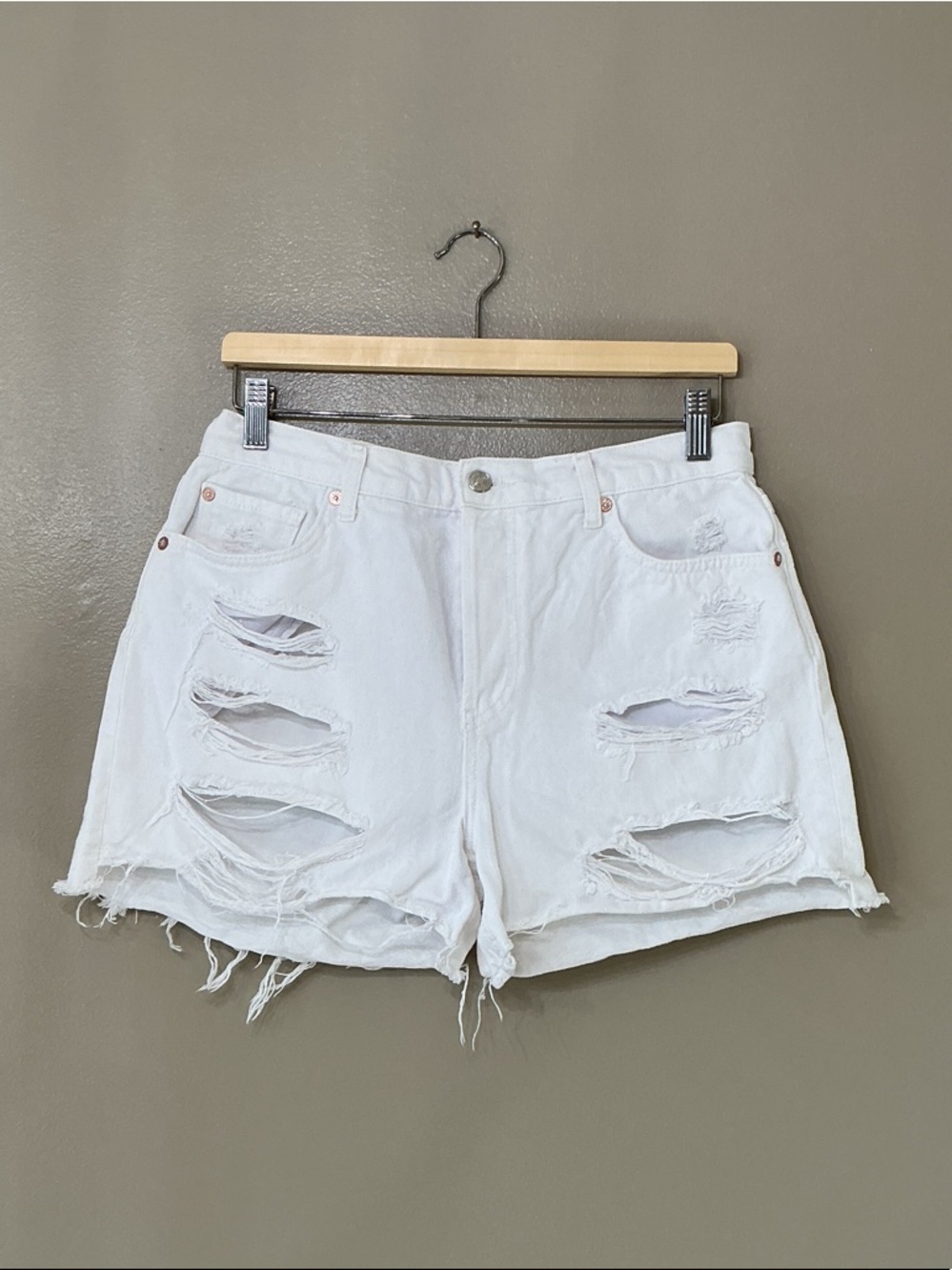 We The Free White Distressed Denim Shorts